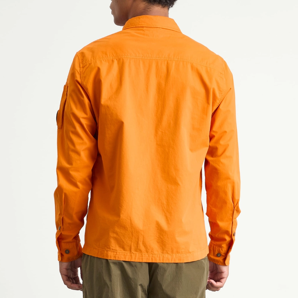 CP Company Men's Organic Gabardine Zip Overshirt Russet Orange